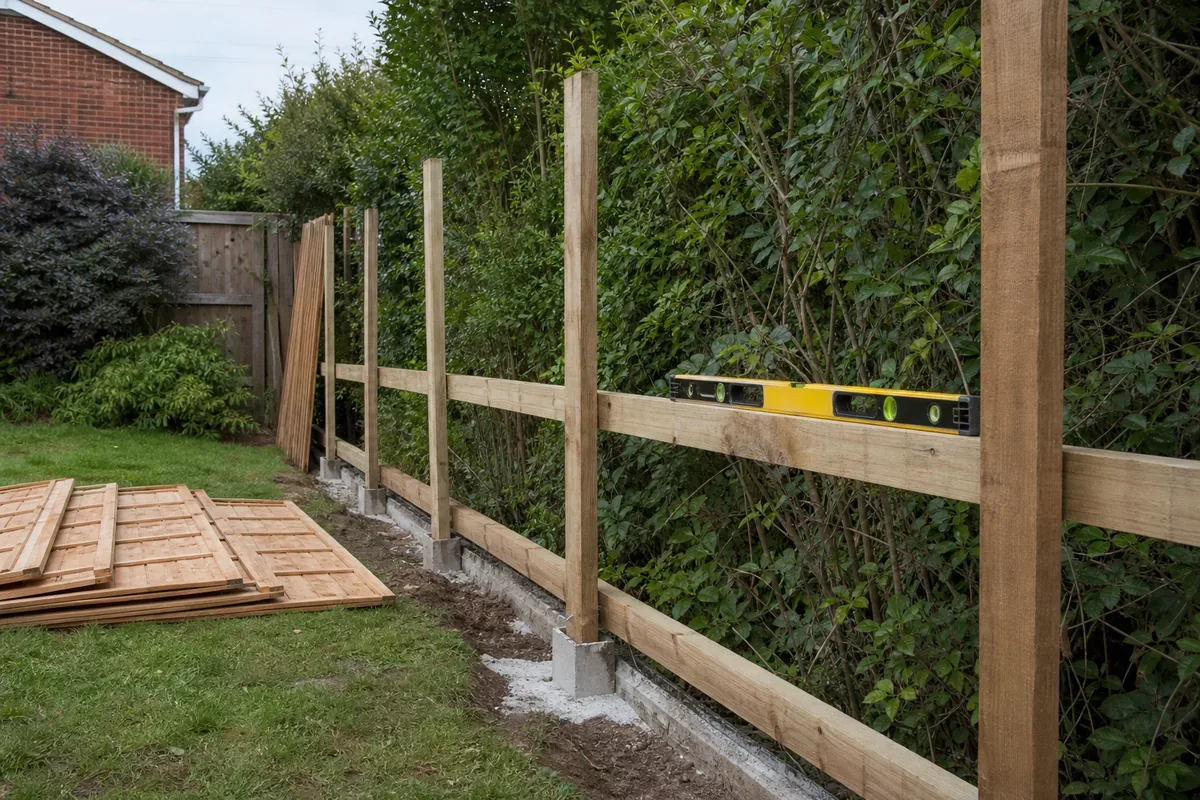 Fence installation work at a Redditch property